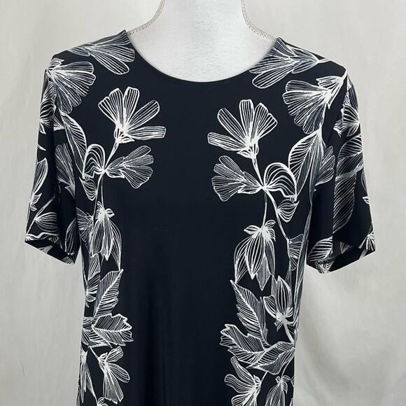 Calvin Klein Black With White Floral Print Beach Cruise Dress NWOT Size M - Picture 3 of 13